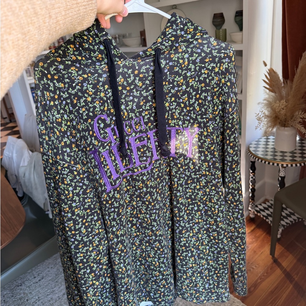 Gucci Black Floral Hoodie with Purple Accents